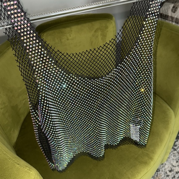 Sheer Rhinestone Netted Tank Top - Picture 5 of 6